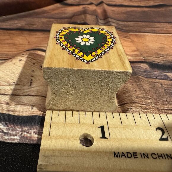 Flower & Heart Rubber Stamp Wooden Mounted Crafting Scrapbooking Cards Floral - Picture 8 of 9